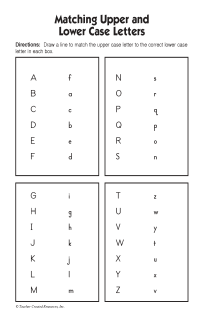 Matching upper and lowercase letters pdf