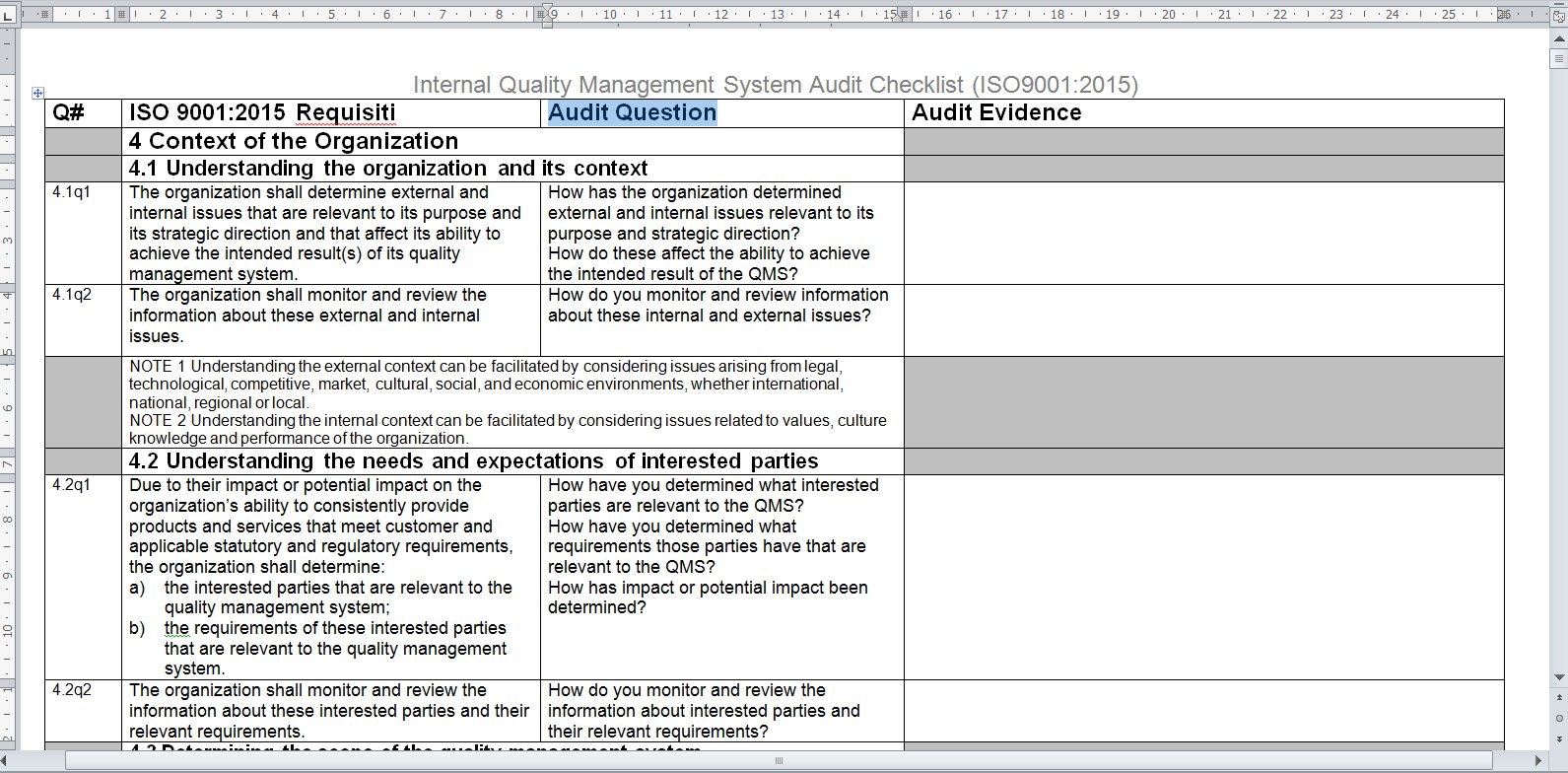 internal audit checklist iso 13485