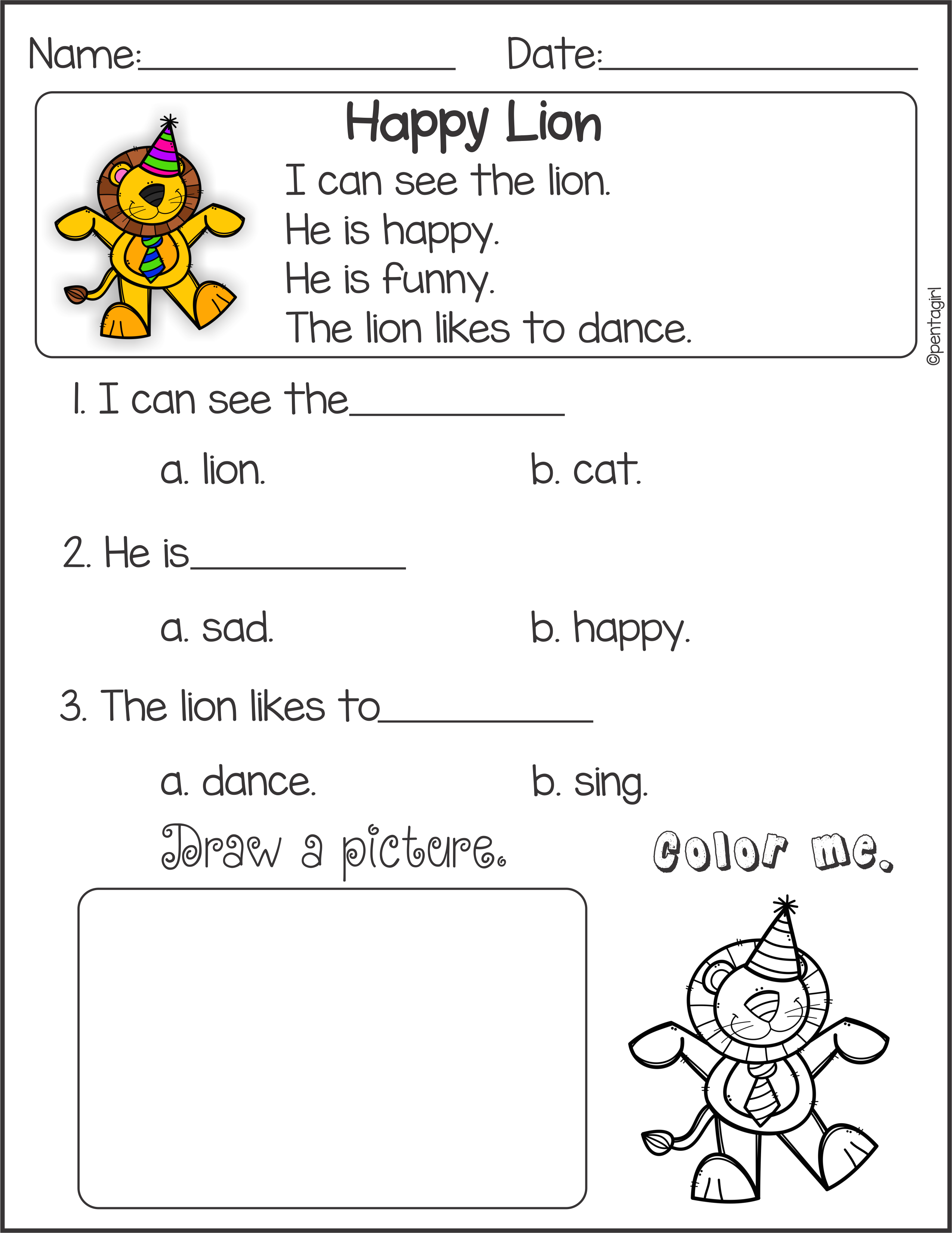 Reading comprehension for kindergarten pdf
