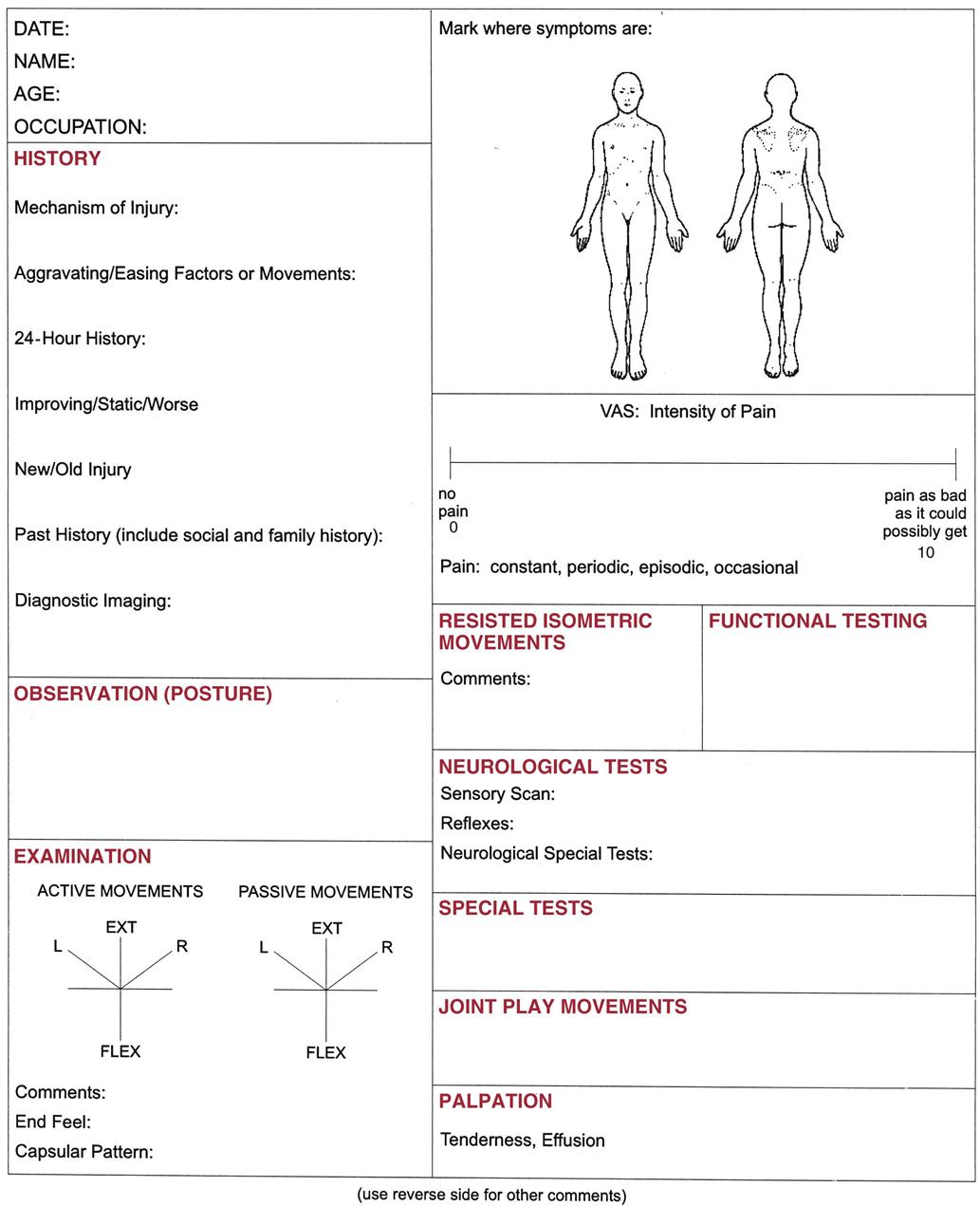 Musculoskeletal physiotherapy assessment form pdf