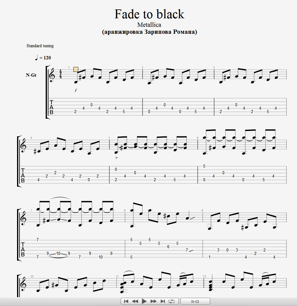 Fade to black bass tab pdf