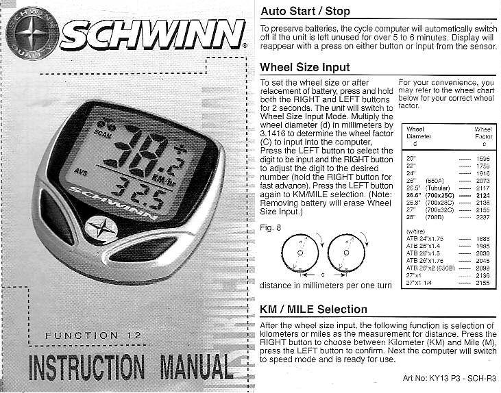 Bell Bicycle Speedometer Instruction Manual