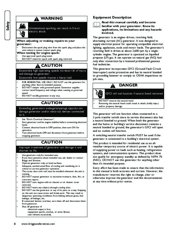briggs and stratton generator repair manual