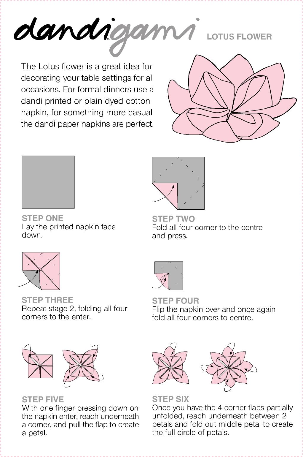 flower napkin folding instructions