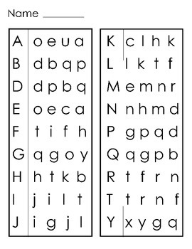 Matching upper and lowercase letters pdf